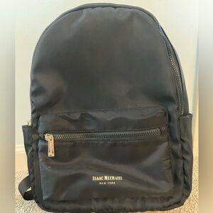 Isaac Mizrahi Black Mini Backpack Purse Gold Embellishments